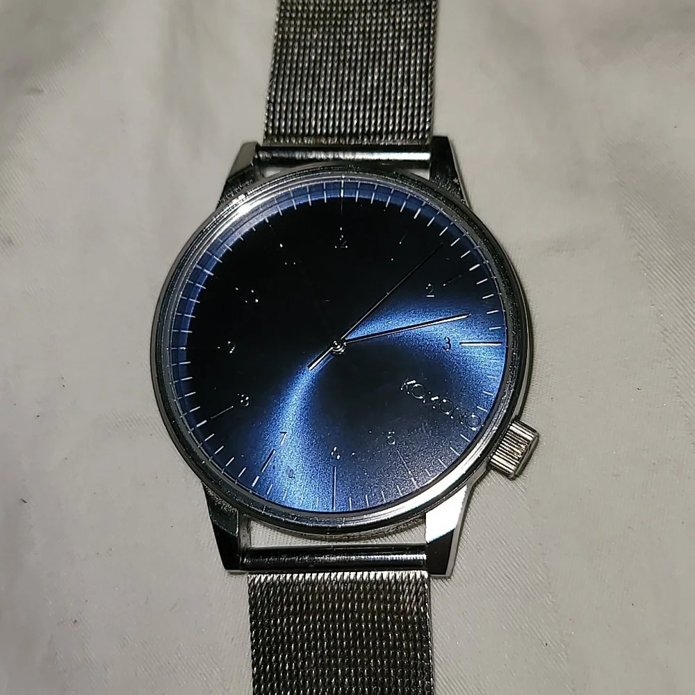 Komono The Winston Royale Mens Minimalist Watch Cobalt Blue Face Mesh Band‎